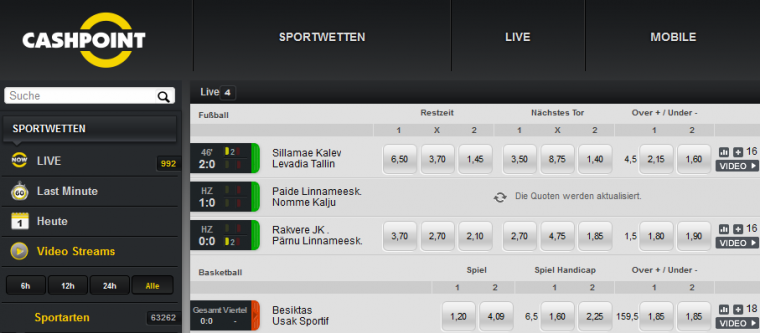 CASHPOINT Live-Wetten