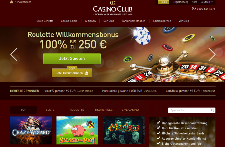 Casino Club Webauftritt
