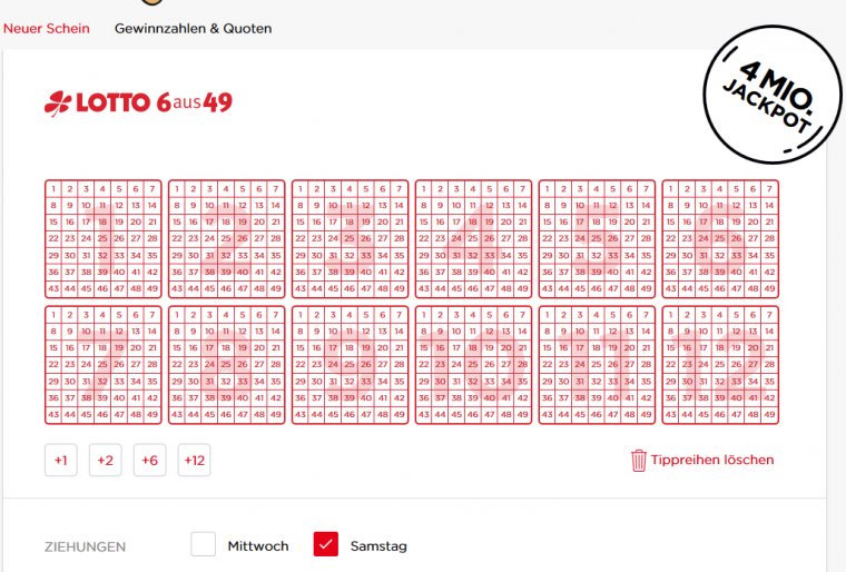 GoLotto Spielauswahl