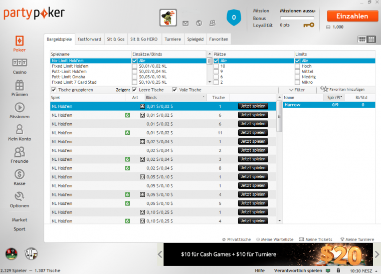 Partypoker Pokersoftware