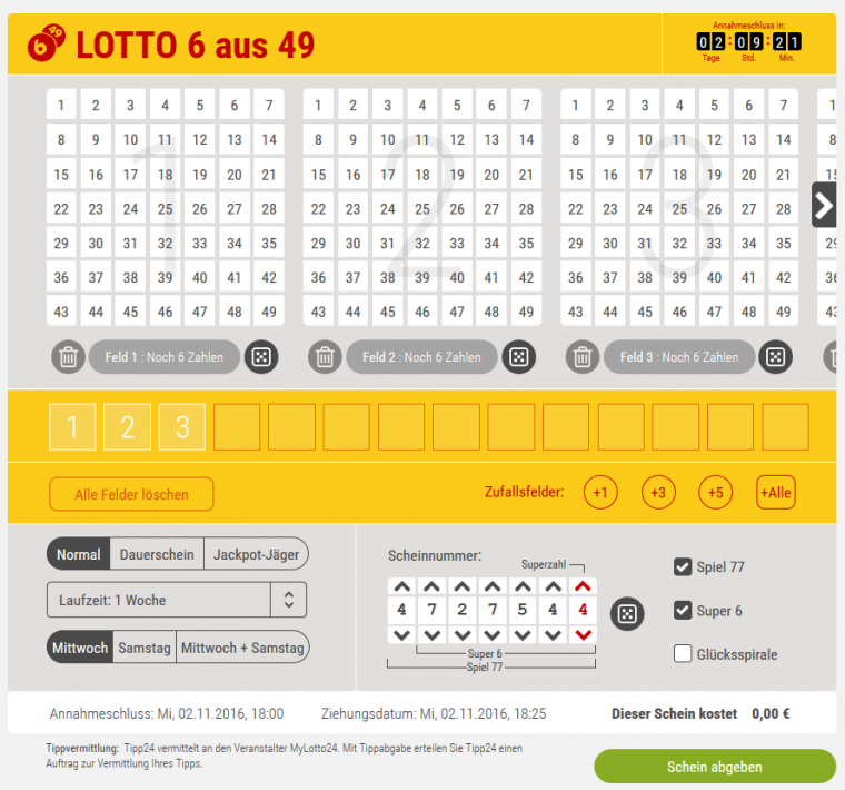 Tipp24 Spielauswahl