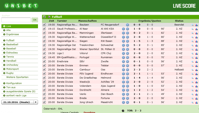 Unibet Live-Wetten