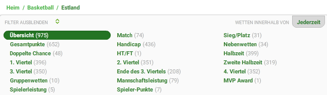 Unibet Navigation