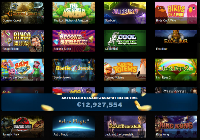 Betive Casino Spielangebot