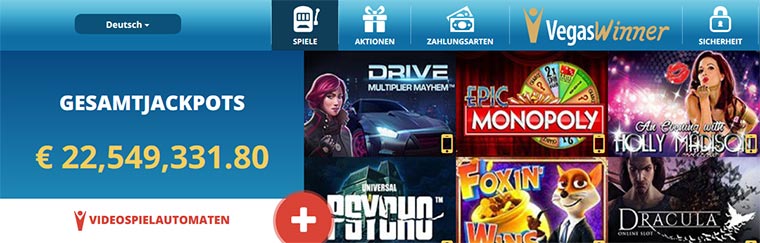 Vegas Winner Spielangebot